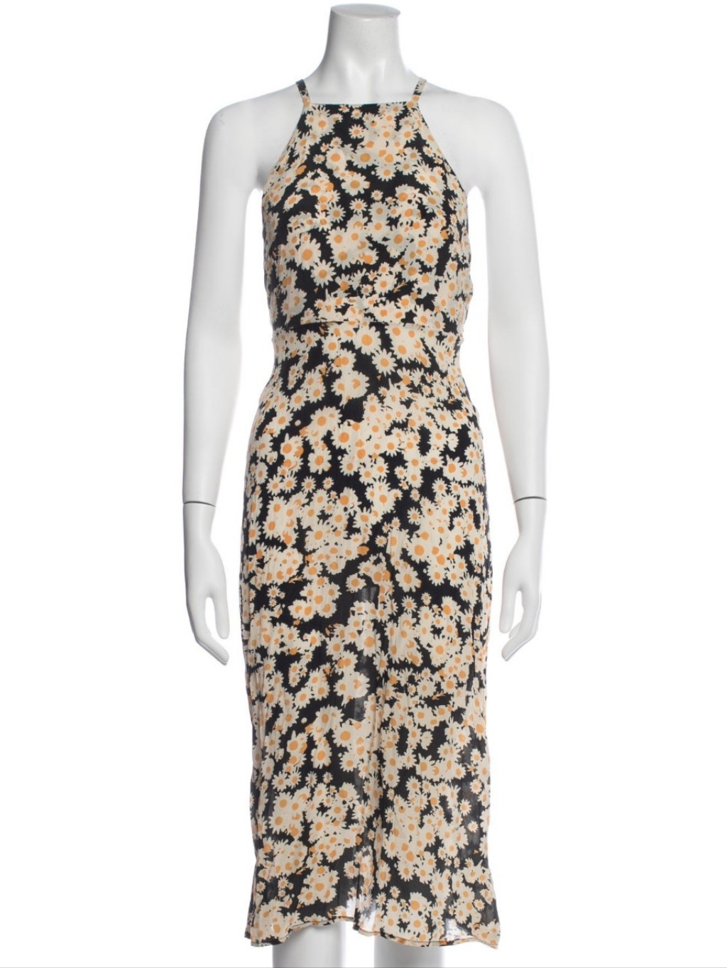 Realisation Par Black Dress With Cream And Tan Daisy Print